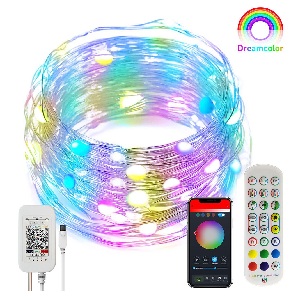 Bluetooth SPI Addressable RGB Music LED Christmas String Lights Kit